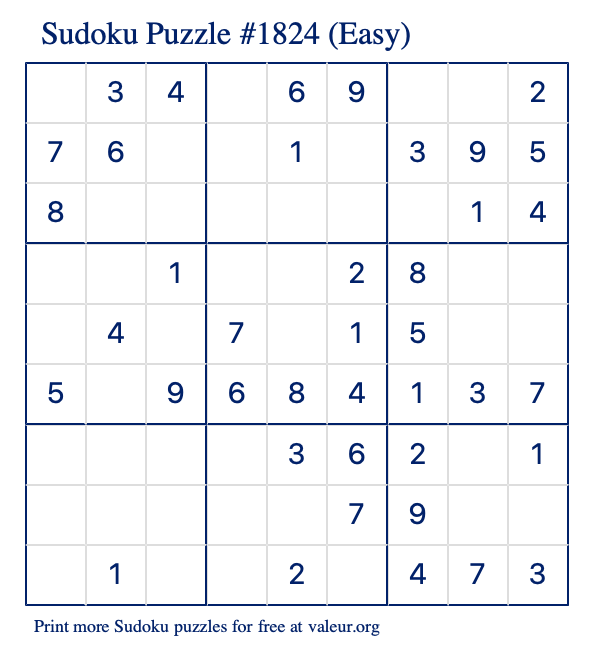 free printable easy sudoku with the answer 1824