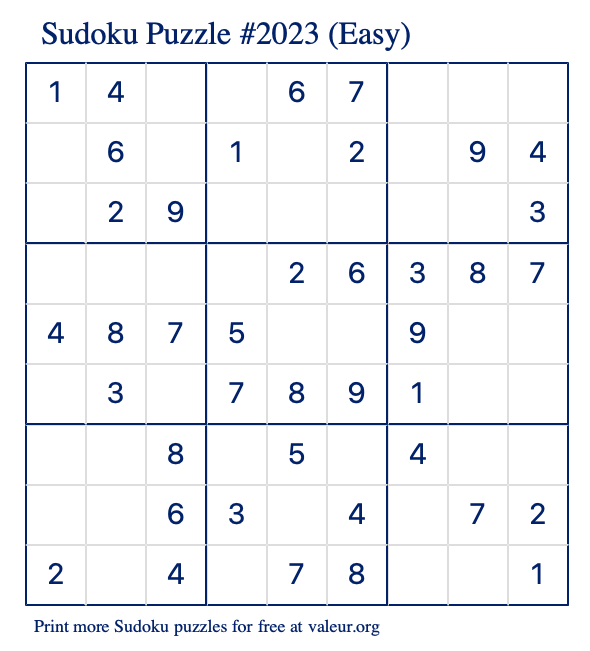 Play Daily Sudoku Puzzle Online, 31st January 2023 with Answers, Solutions