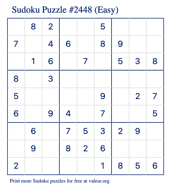 Free Printable Easy Sudoku Puzzle number 2448