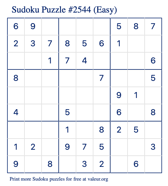 Free Printable Easy Sudoku with the Answer #2544