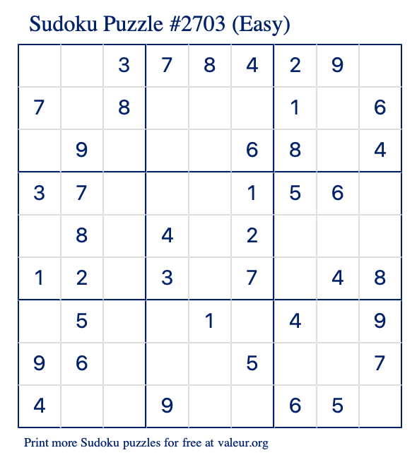 free printable easy sudoku with the answer 2703