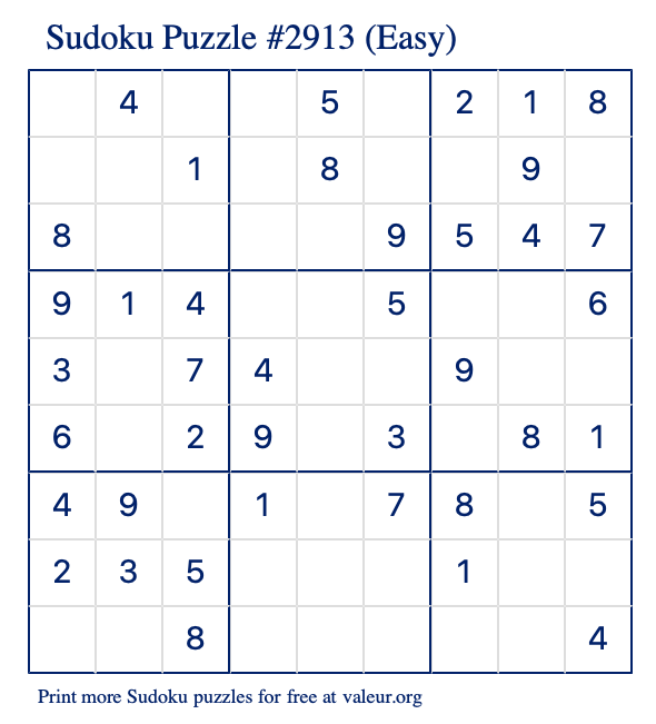 free printable easy sudoku with the answer 2913