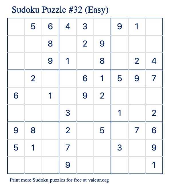 Free Printable Easy Sudoku with the Answer #33