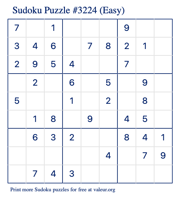 free printable easy sudoku with the answer 3224