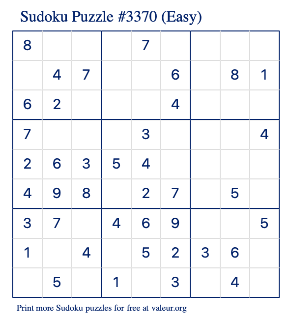 Printable Easy Sudoku the Answer #3370