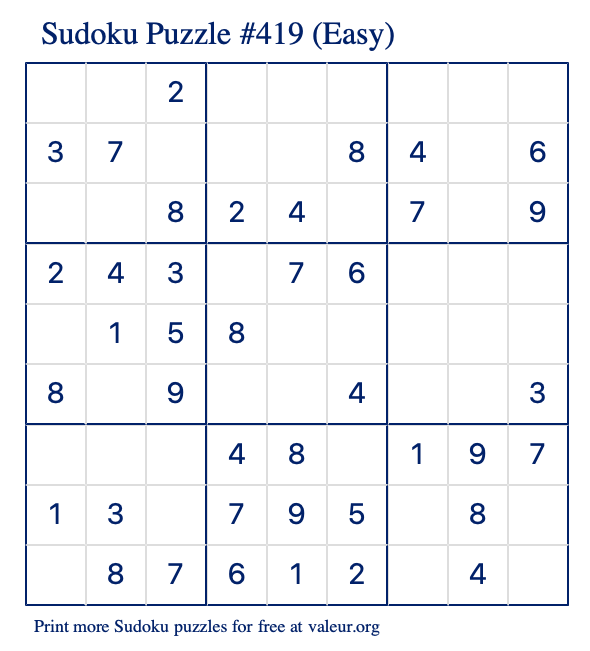 free printable sudoku puzzle