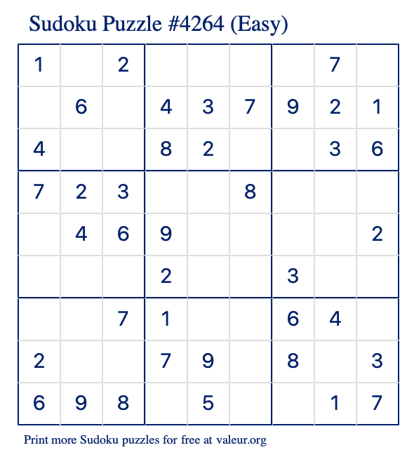 Free Printable Easy Sudoku Puzzle number 4264