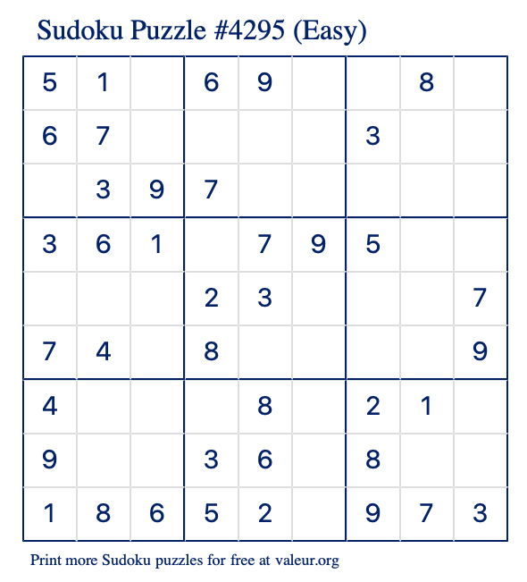 Free Printable Easy Sudoku Puzzle number 4295