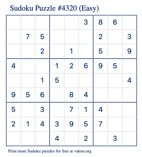 Free Printable Easy Sudoku Puzzle number 4320