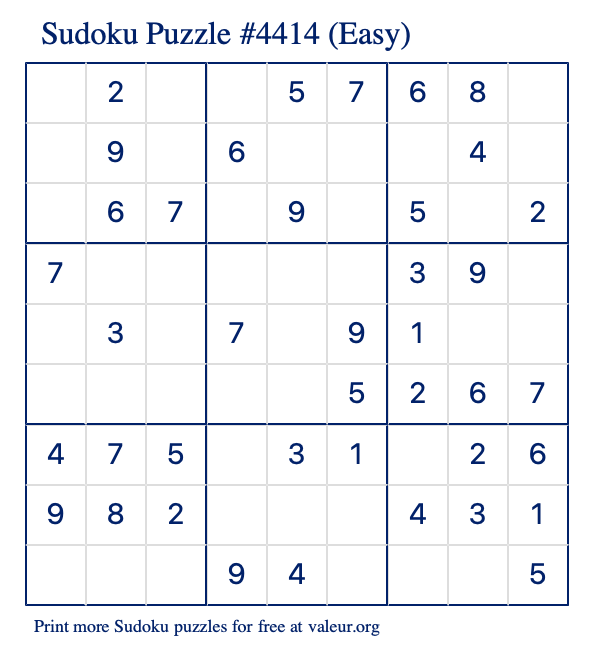 Free Printable Easy Sudoku Puzzle number 4414