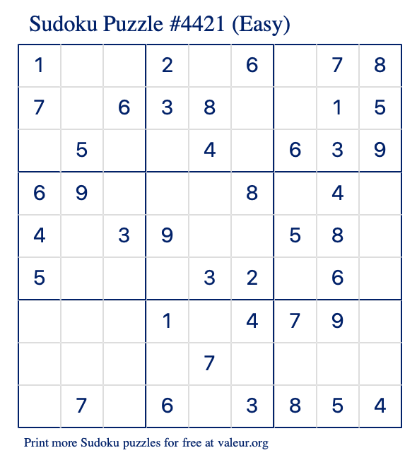Free Printable Easy Sudoku Puzzle number 4421