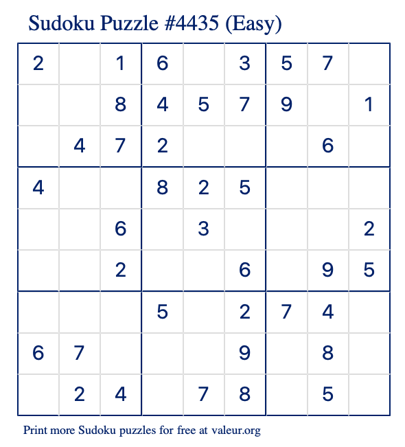 Free Printable Easy Sudoku Puzzle number 4435