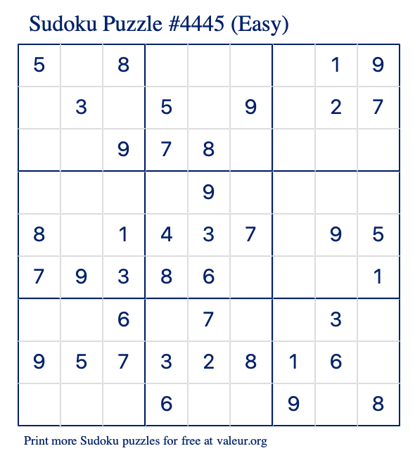 free printable easy sudoku with the answer 4445
