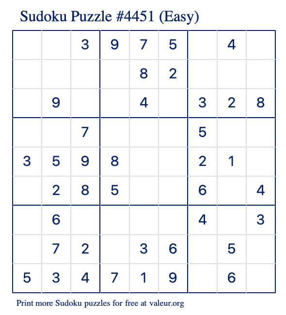 Free Printable Easy Sudoku with the Answer 4451