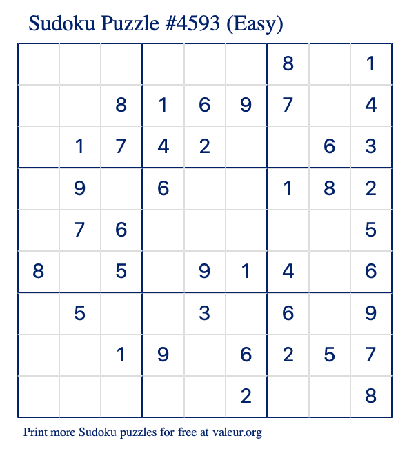 Free Printable Easy Sudoku Puzzle number 4593