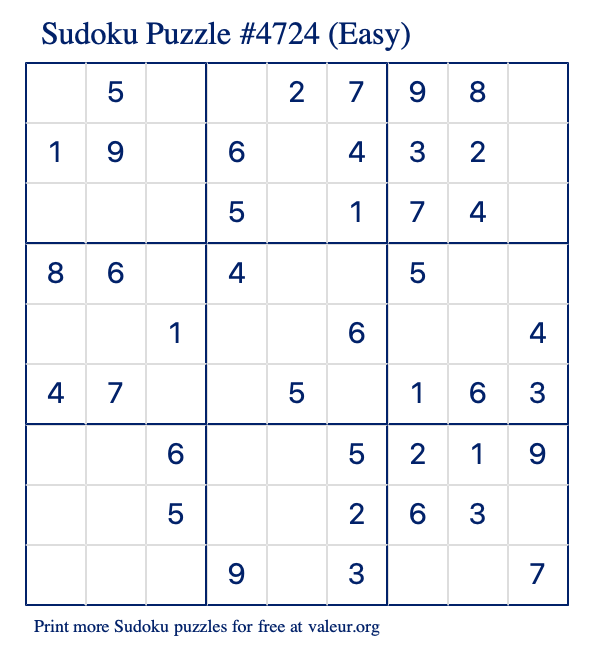 free printable easy sudoku with the answer 4724