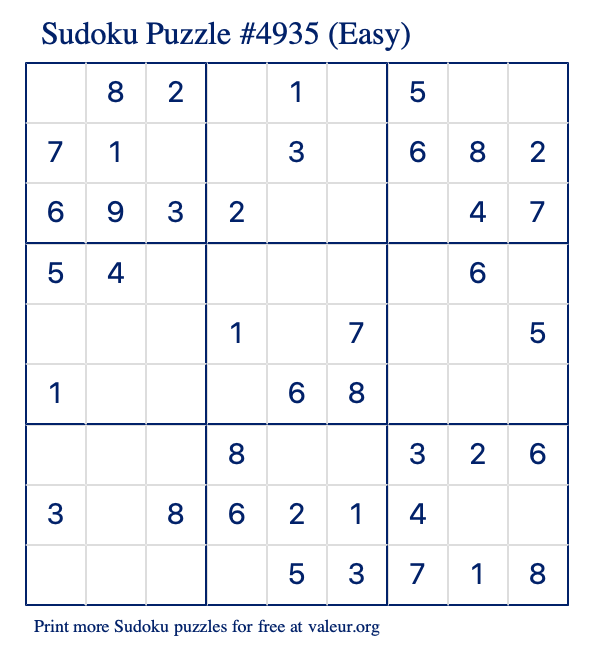 Free Printable Easy Sudoku Puzzle number 4935
