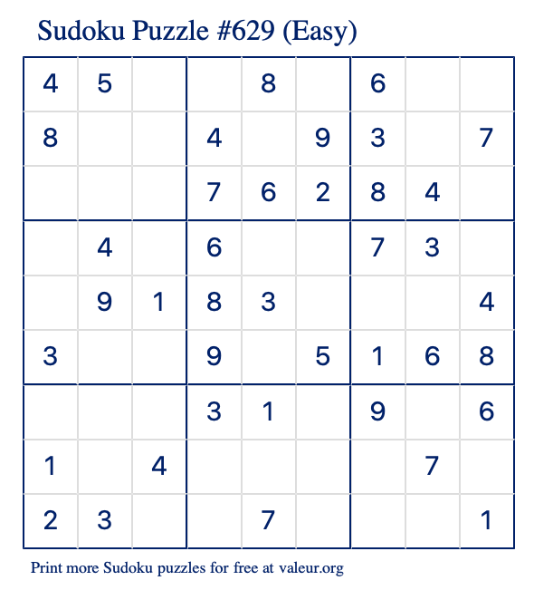 easy sudoku puzzles printable free