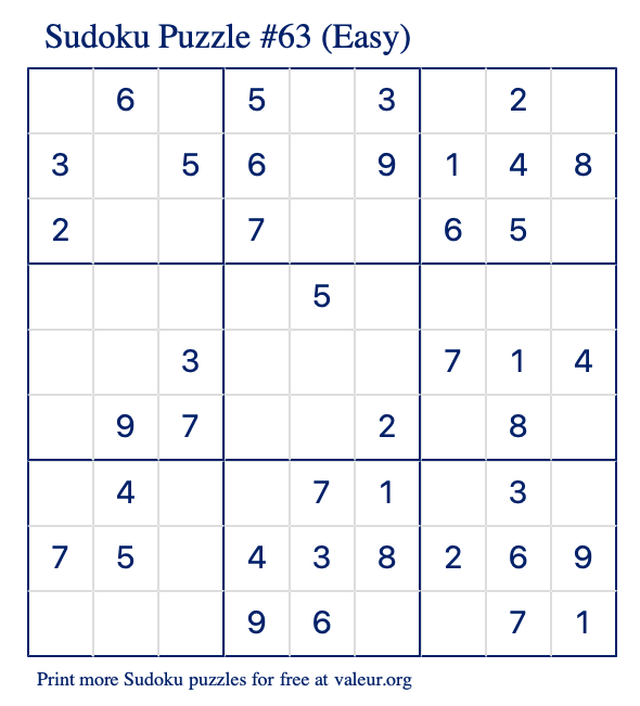 Free online Sudoku. Print Sudoku #638.