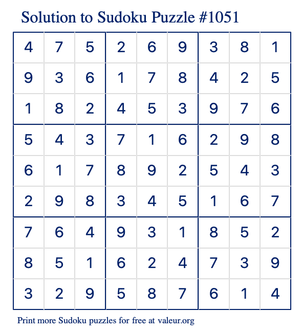 Sudoku #1051 and #1052 (Easy) - Free Printable Puzzles