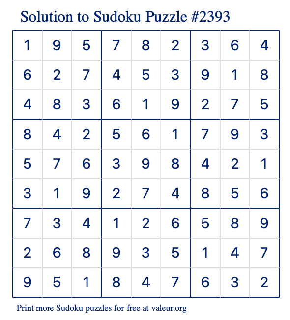 Free Printable Easy Sudoku with the Answer #2393