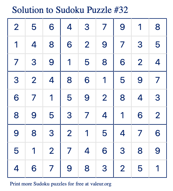 Free Printable Easy Sudoku with the Answer #33