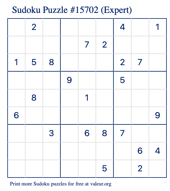 Free Printable Expert Sudoku With The Answer 15702