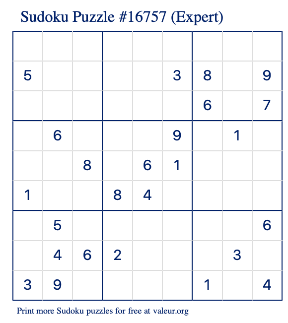 Free Printable Hard Sudoku with the Answer #11827