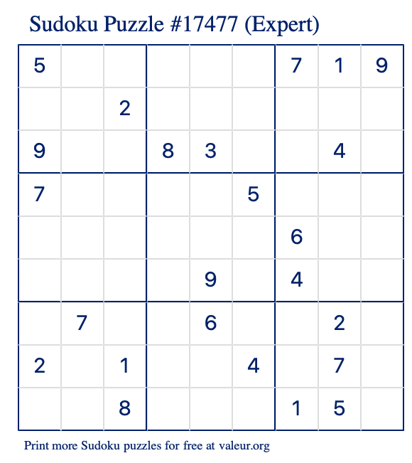 Free Printable Expert Sudoku With The Answer 17477