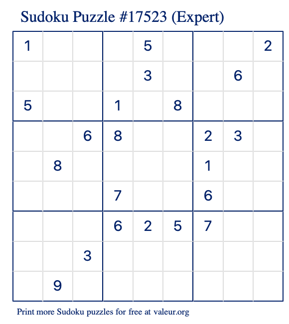 free printable expert sudoku puzzles