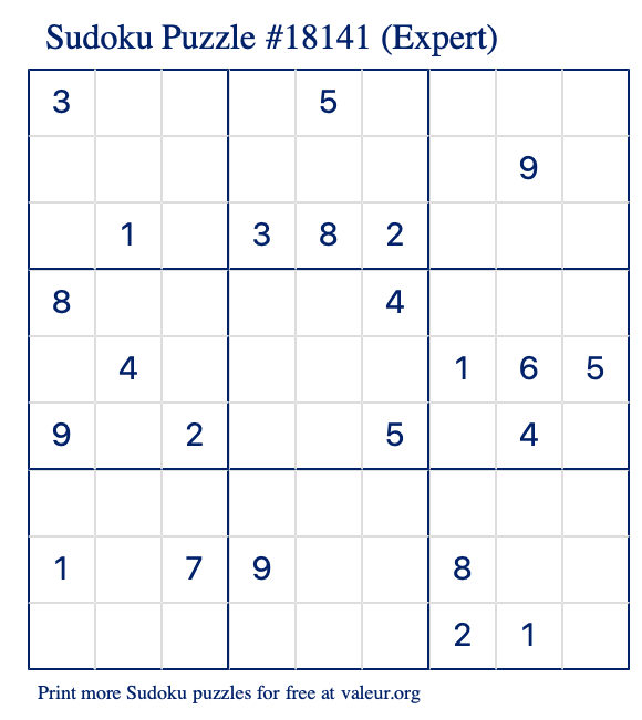 Free Printable Expert Sudoku with the Answer 18141