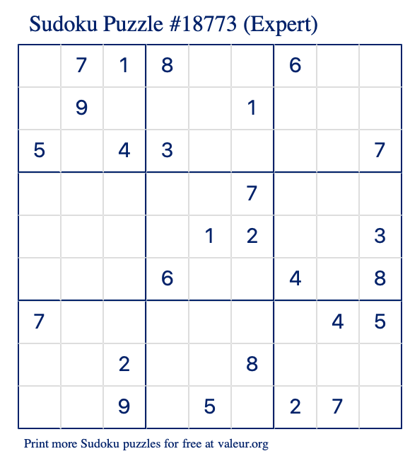 free printable expert sudoku with the answer 18773