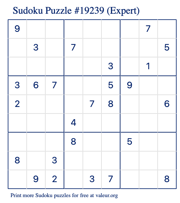 Free Printable Expert Sudoku With The Answer 19239