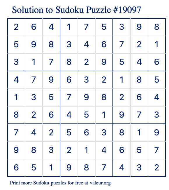 free printable expert sudoku with the answer 19097
