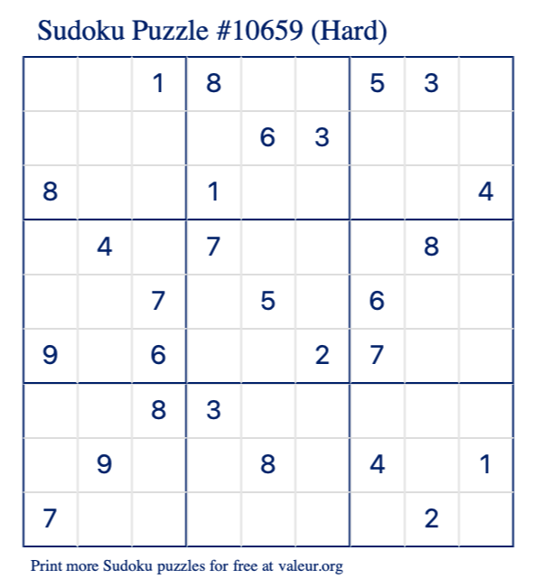 free printable hard sudoku with the answer 10659