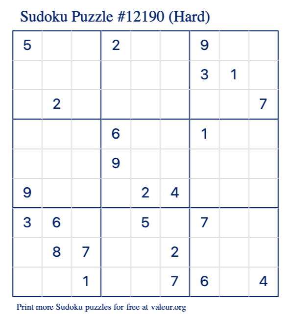 sudoku puzzles printable that are hard