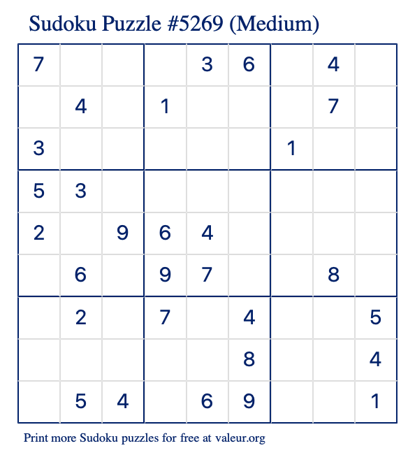 free printable sudoku puzzle medi