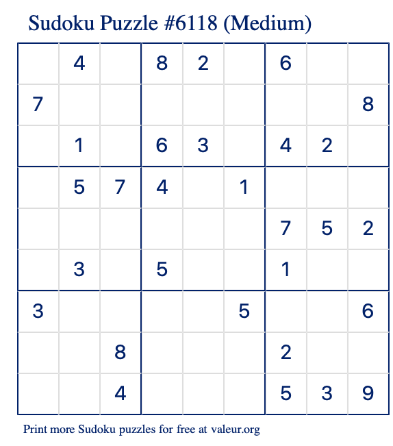 Free Printable Medium Sudoku with the Answer #6538