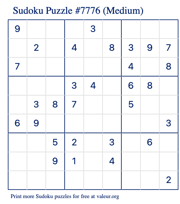 PRINTABLE SUDOKU  Sudoku puzzles, Sudoku printable, Sudoku