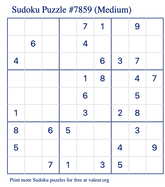 Free Printable Medium Sudoku Puzzle number 7859